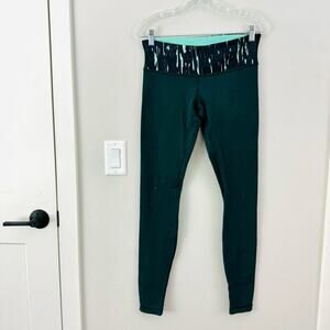 LULULEMON WUNDER UNDER PANT III green, teal reversible leggings woman’s 8